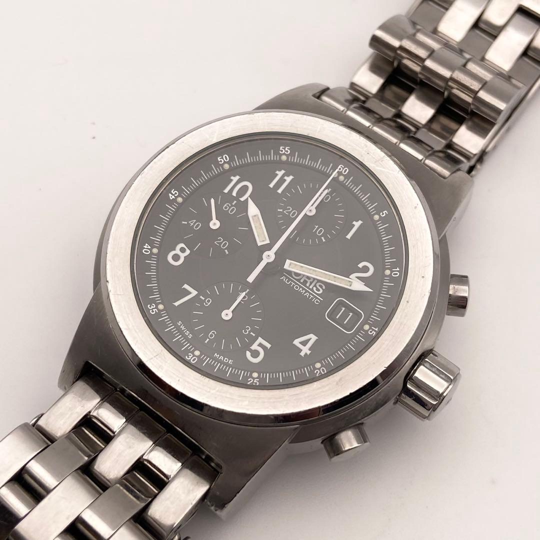 【稼働】ORIS ビッグクラウン 自動巻き 腕時計 裏スケ デイト メンズ