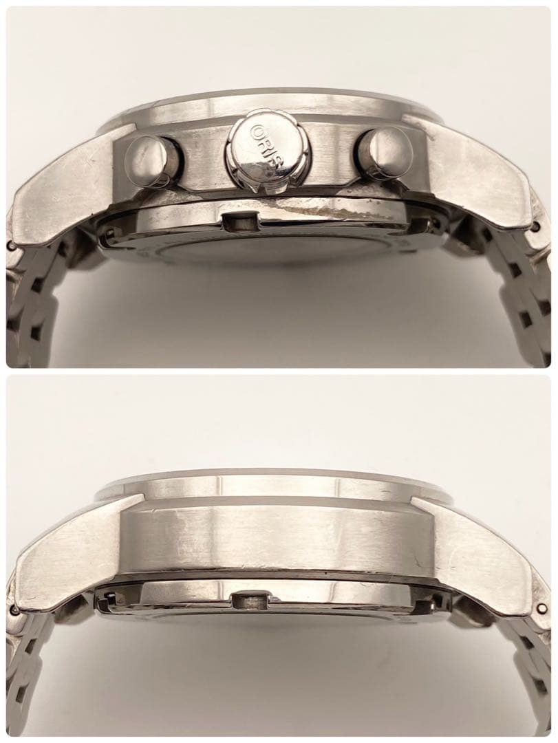 【稼働】ORIS ビッグクラウン 自動巻き 腕時計 裏スケ デイト メンズ