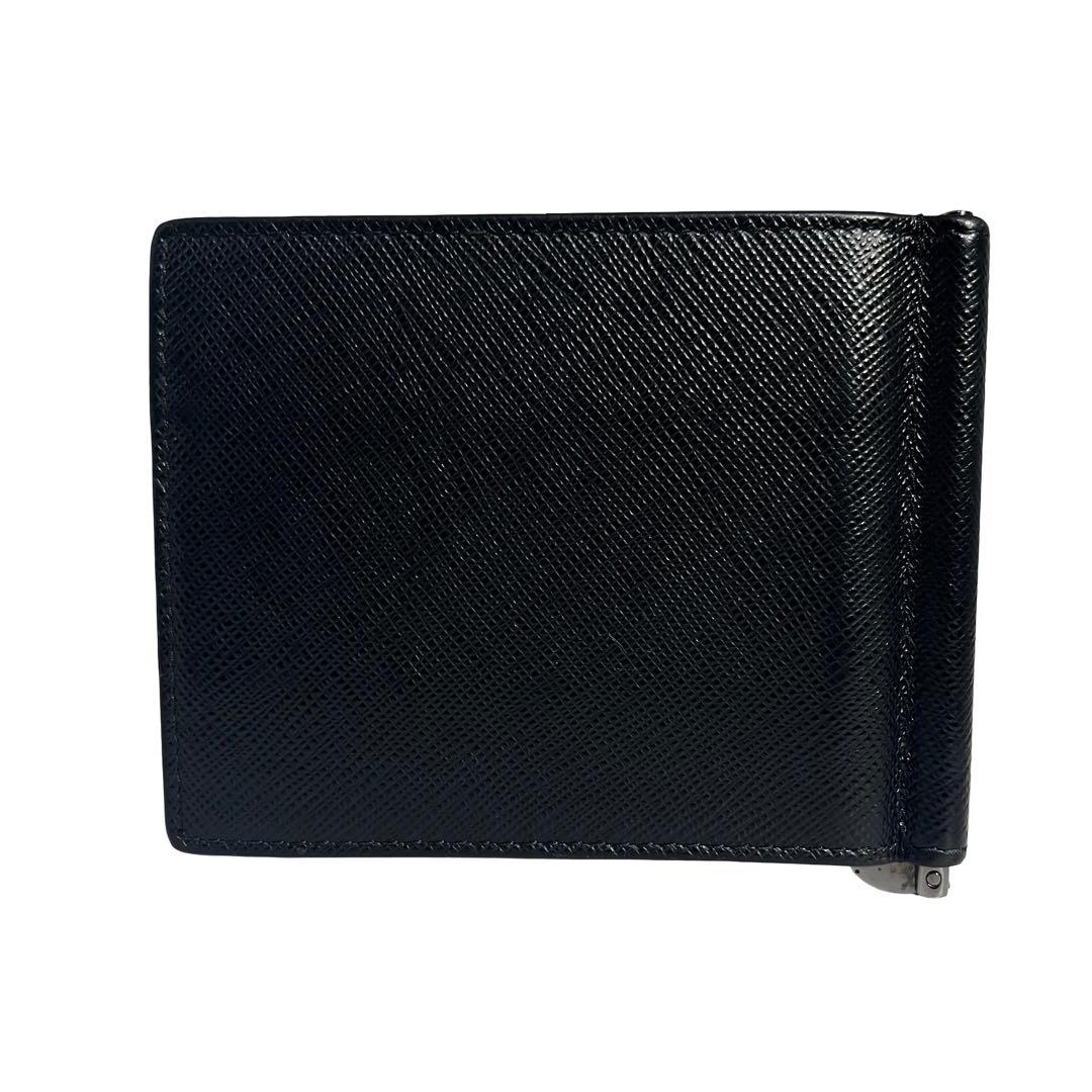 希少✨プラダ マネークリップ 札入れ サフィアーノレザー ブラック 黒