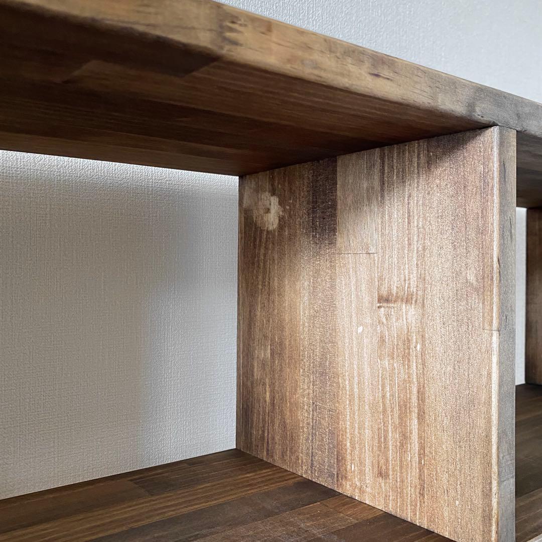 木製 3段ワイドシェルフ(黒壇色)