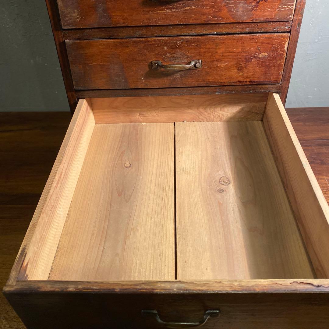 時代物 虫喰い 五段小引き出し 大正 昭和初期 小家具 古民家 骨董品 時代箪笥