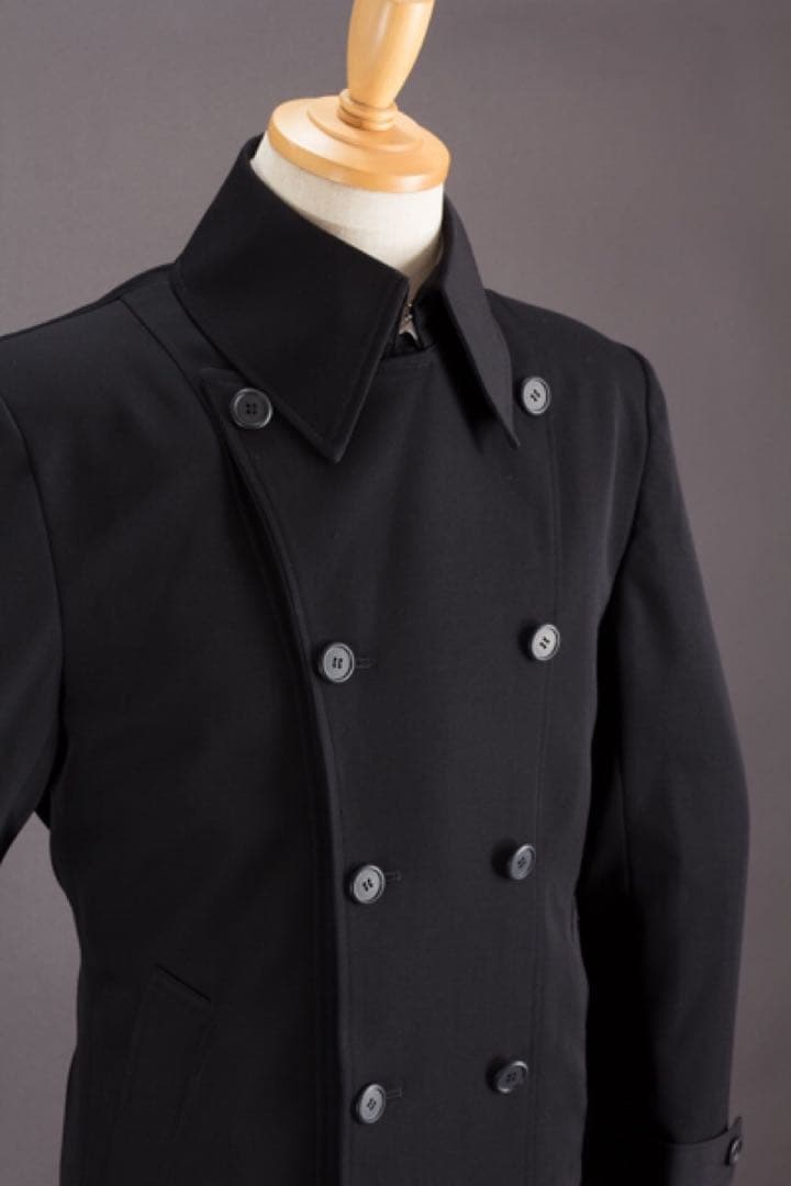黒 ダブルブレスト トレンチコート