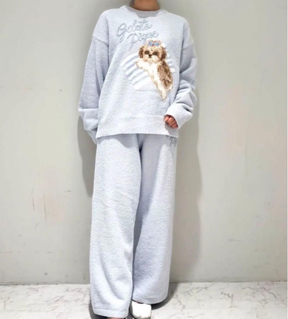 ふわふわ　モコモコ　パジャマ　ジェラートピケ好きさん　ルームウェア　水色