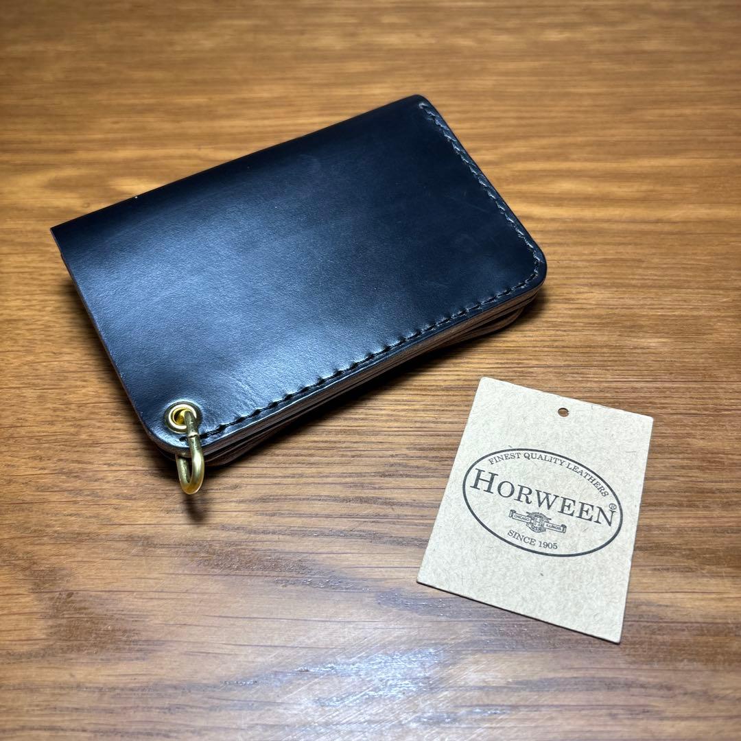 sa.395　二つ折りミドルウォレット 糸ブラック