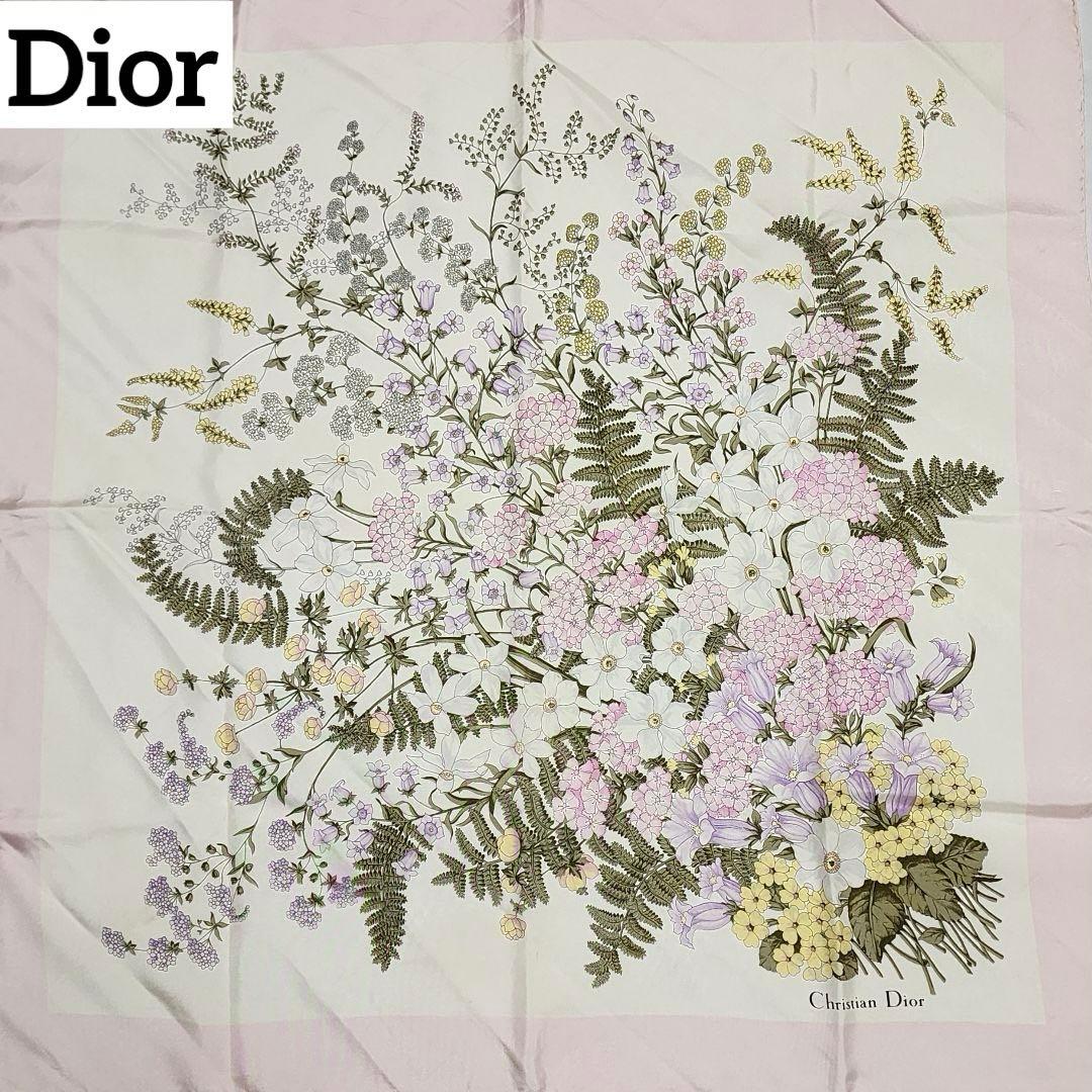 ★Christian Dior★ ディオール スカーフ 大判 花 ピンク
