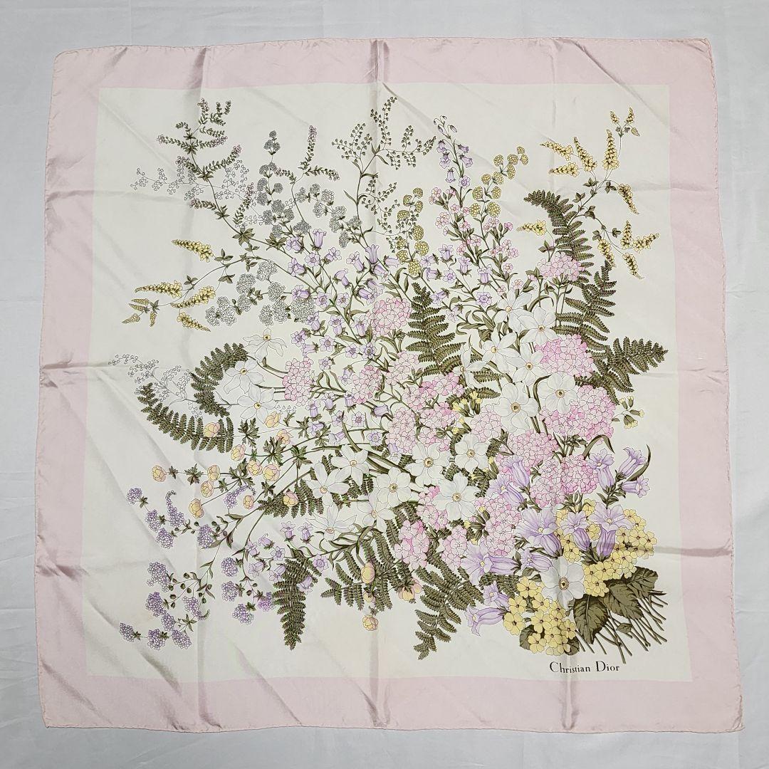 ★Christian Dior★ ディオール スカーフ 大判 花 ピンク