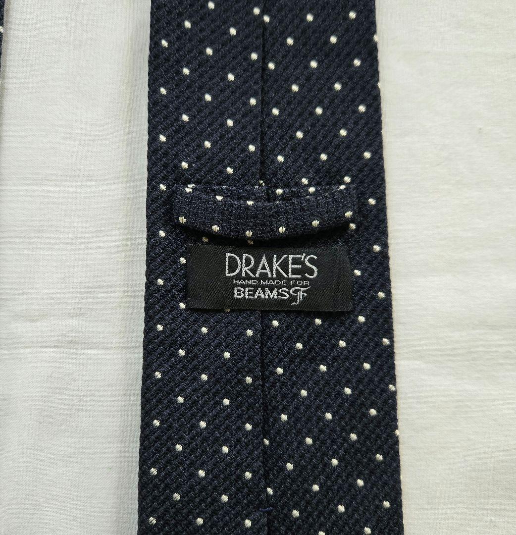 yanko様売約済　drakes ネイビーシルク ドット柄　ネクタイ