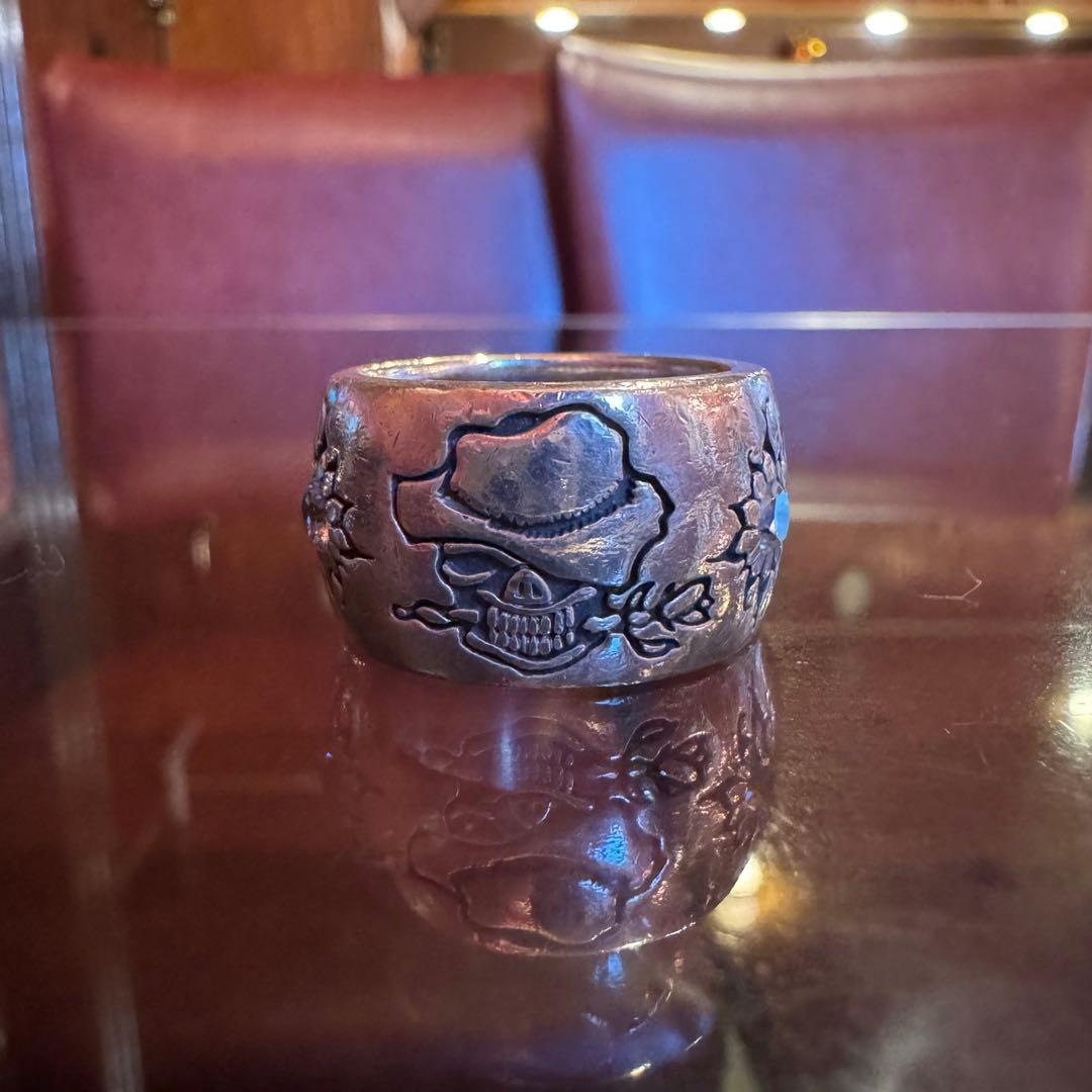 vintage スカルリング シルバー925 32.5g 21-22号