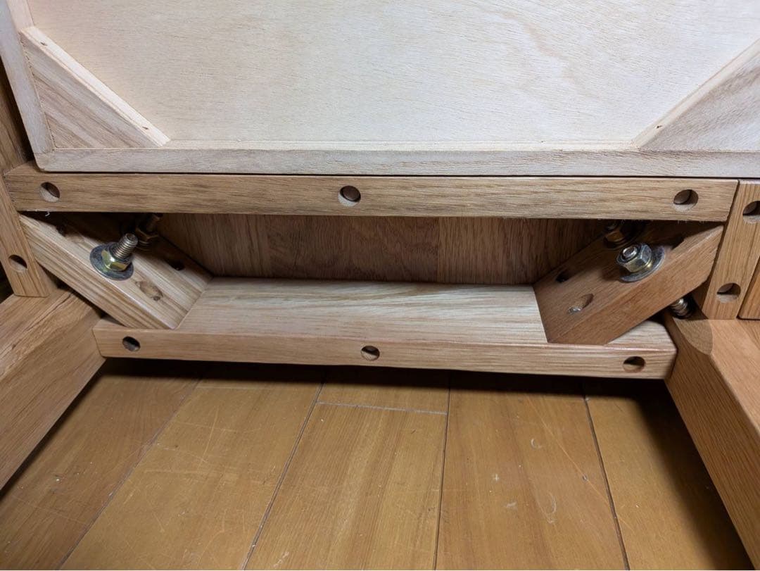 ■送料込■無印 無垢材木製ローテーブル オーク 引出し センター机デスク天然木