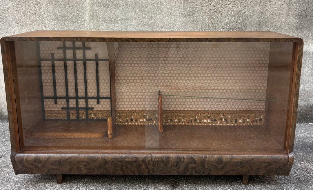 昭和レトロ　飾り棚　ガラス扉 茶棚　茶箪笥　古民家 家具　和風 引き出しあり