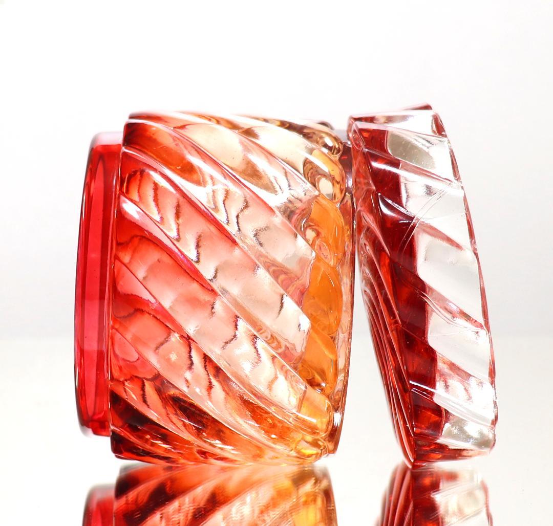 オールド・バカラ 珍品 レアサイズ バンブー ローズ 大型蓋物 クリスタルガラス