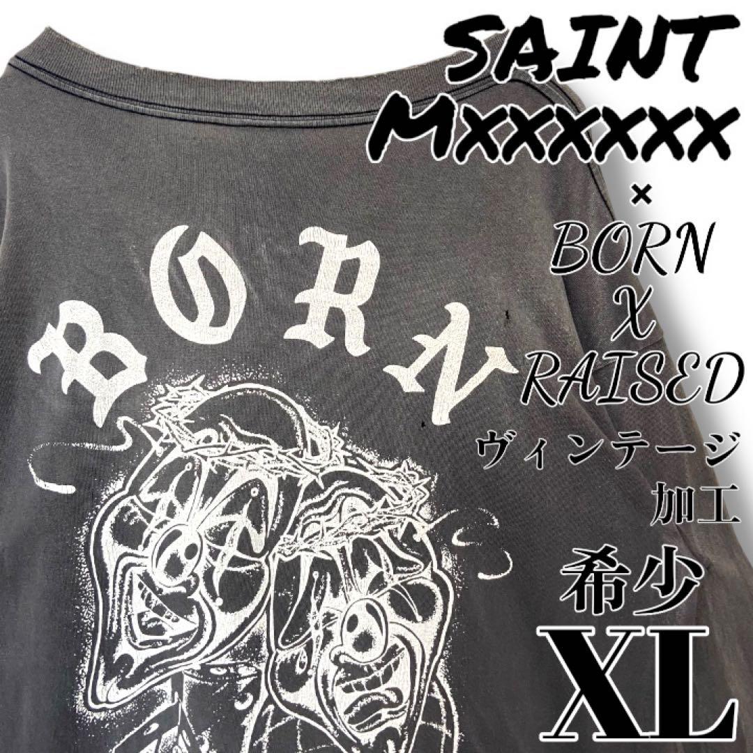 【希少XL・入手困難コラボ】セントマイケル × ボーンレイズド ロンT 炭黒