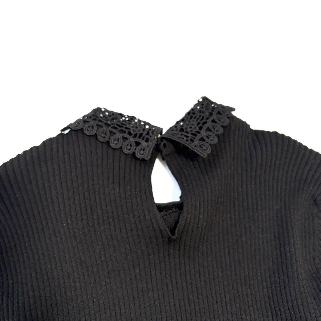 【極美品】IENA イエナ　襟ホールガーメント リブプルオーバー　ブラック