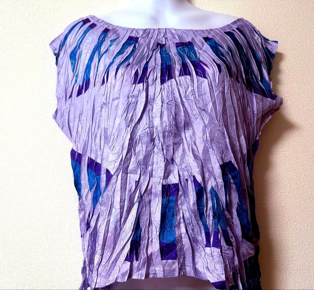 イッセイミヤケ プリーツプリーズ プリントフレンチスリーブ未使用