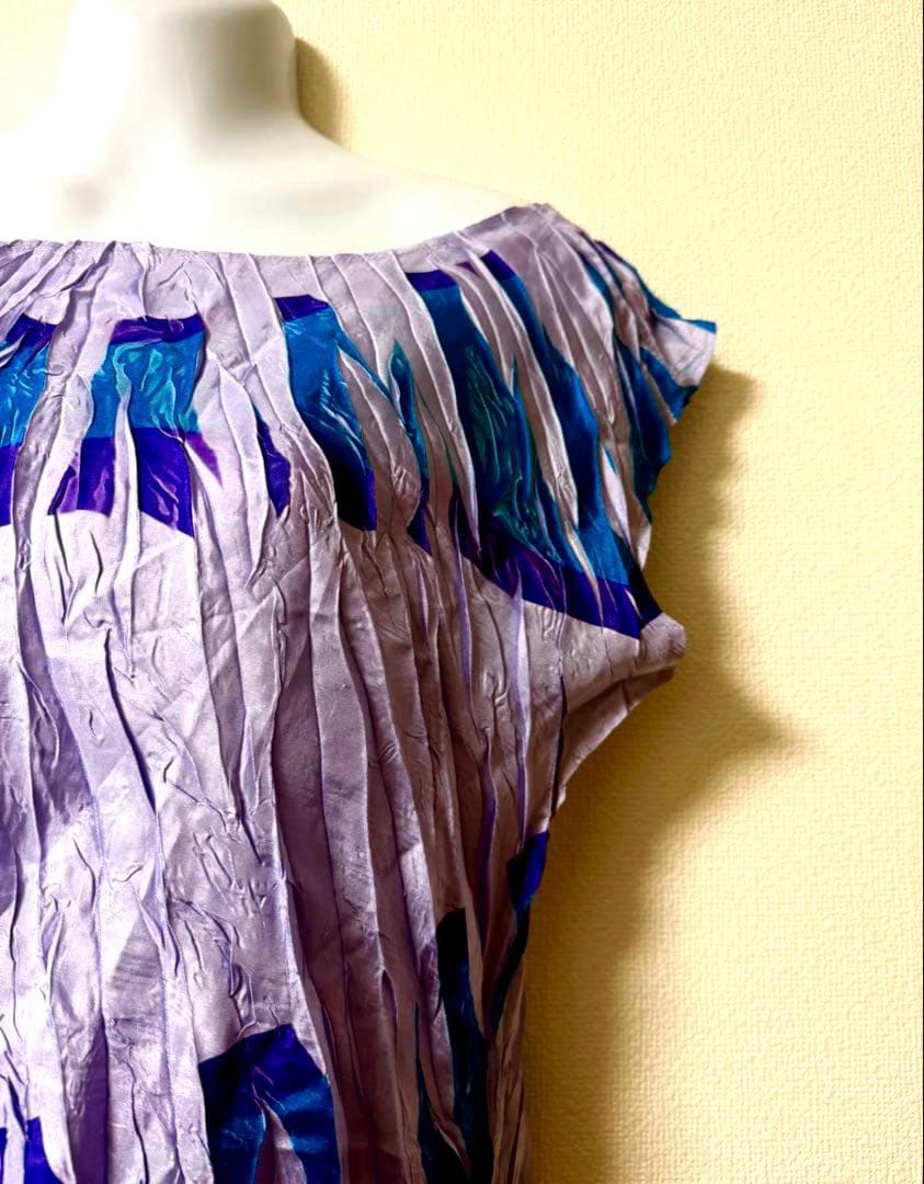 イッセイミヤケ プリーツプリーズ プリントフレンチスリーブ未使用