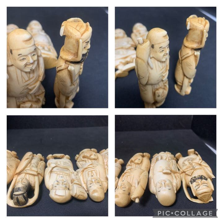 アンティーク　古い　七福神　置物　中国　オブジェ　七柱　七柱神　小物　縁起物