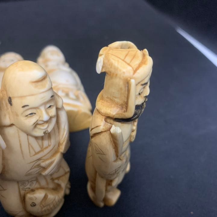 アンティーク　古い　七福神　置物　中国　オブジェ　七柱　七柱神　小物　縁起物