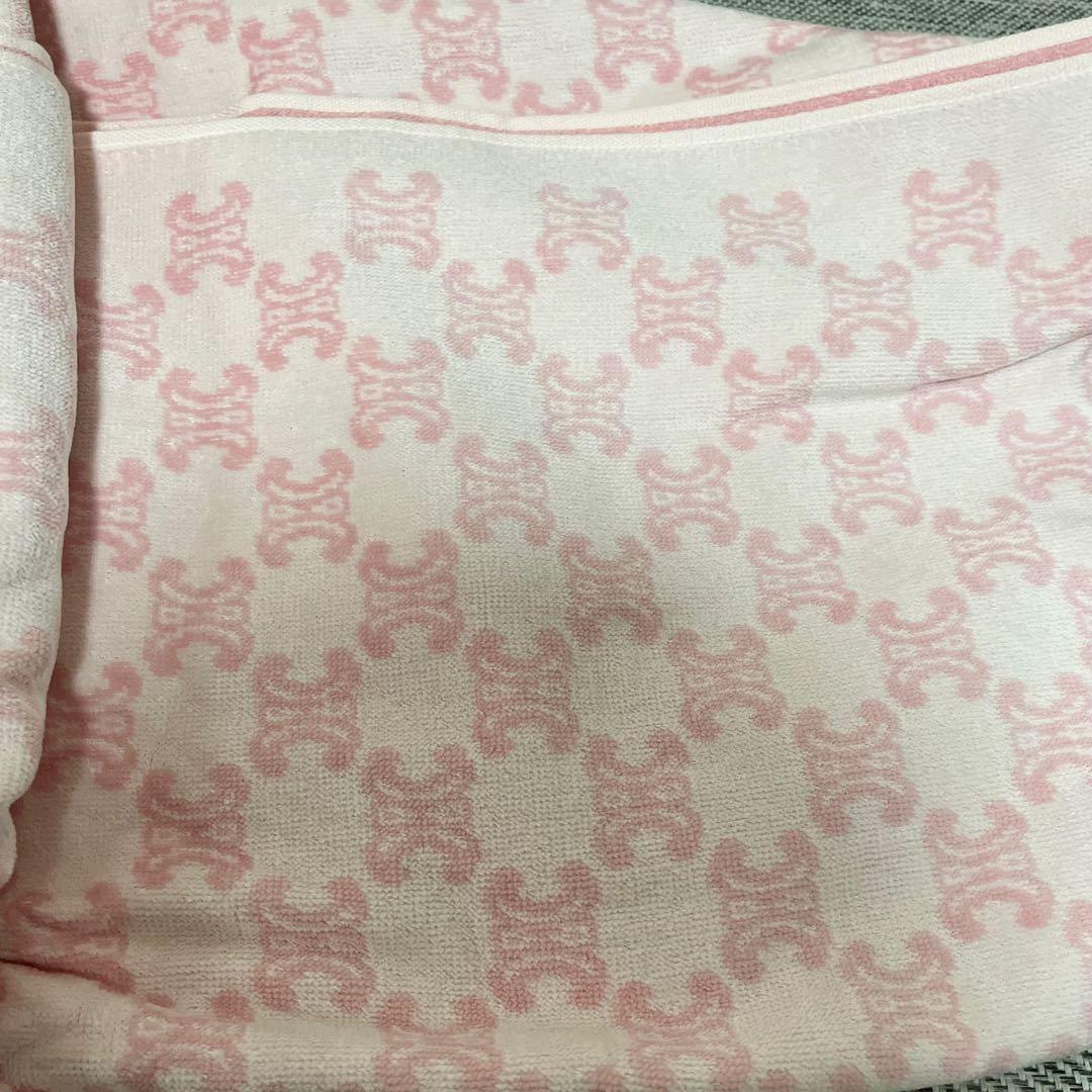 美品未使用タグ付き　CELINE セリーヌ　トリオンフ　総柄　タオルケットピンク