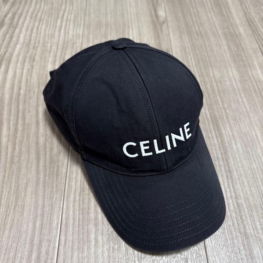 CELINE ブラック ベースボールキャップ　M