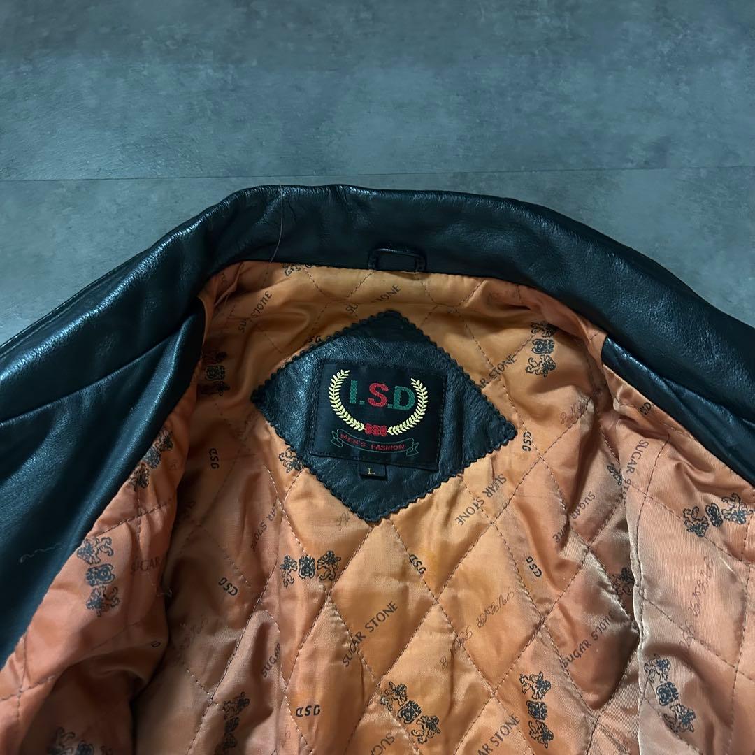 【裏地キルティング❗️】90s vintage 本革　レザージャケット　ブラック