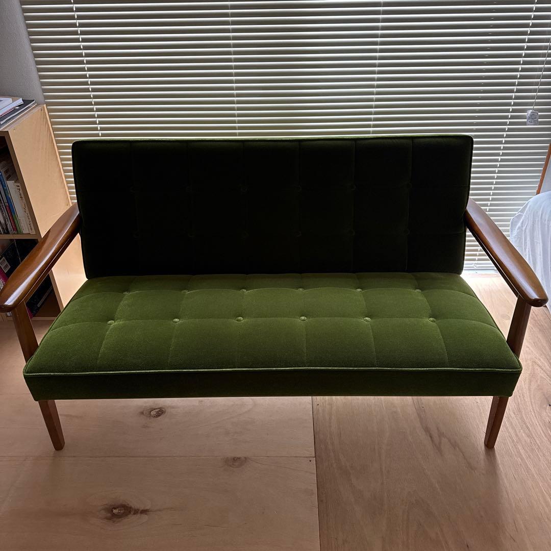 【イジホさん専用】カリモク60 Kチェア モケットグリーン 2人掛け　ソファ