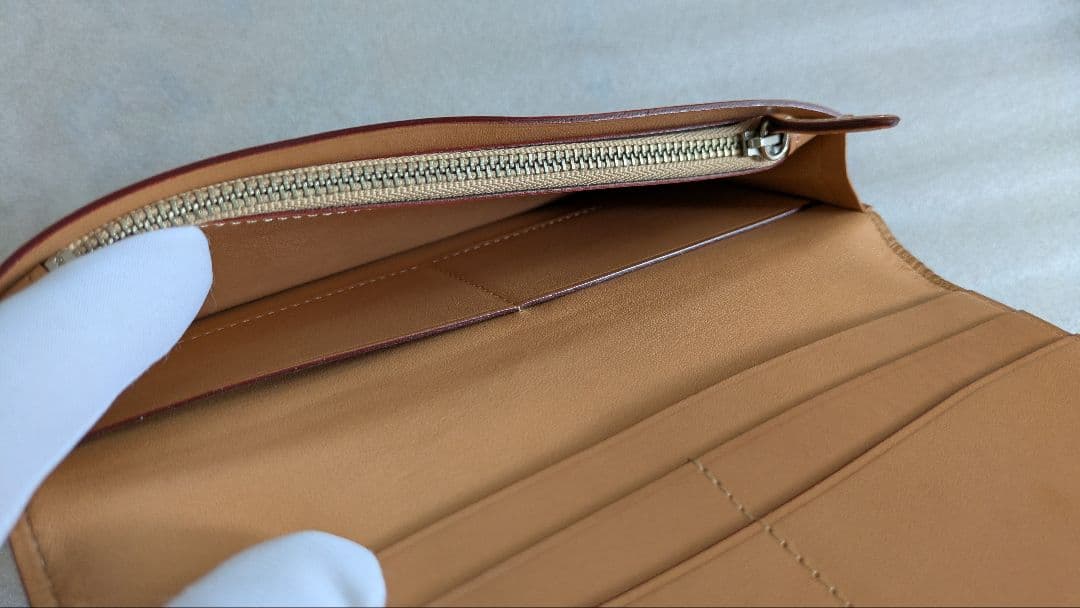 ganzo　コードバン ファスナー小銭入れ付き長財布　ダークグリーン