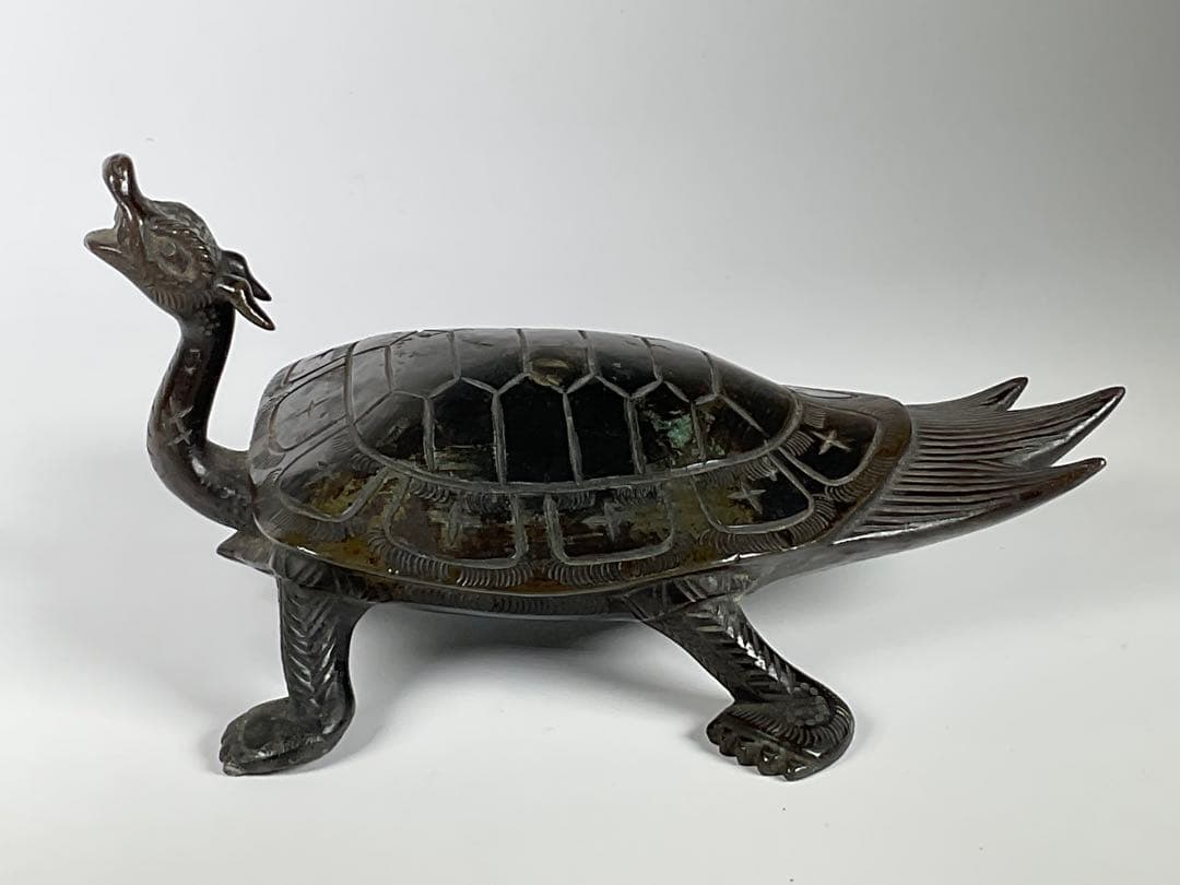 古銅　亀・鳳凰　中国古玩　銅製置物　２点