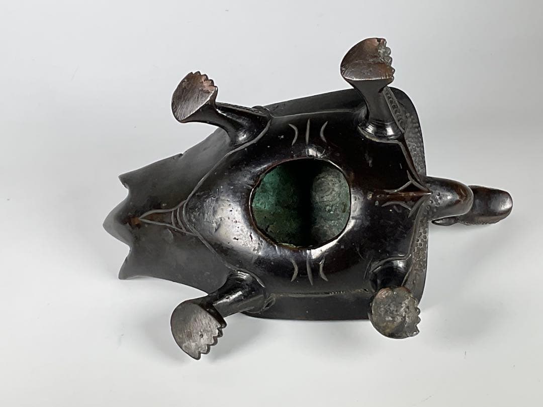 古銅　亀・鳳凰　中国古玩　銅製置物　２点