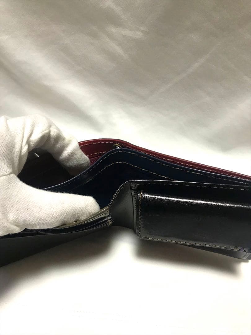 【新品・未使用】TAKEO KIKUCHI 牛革　二つ折り財布 ブラック