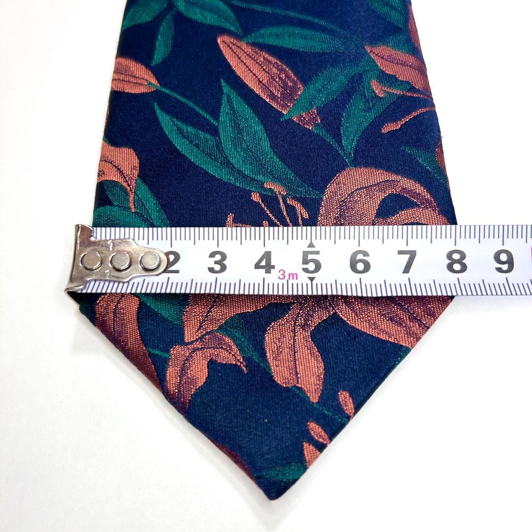 美品 ポールスミス ネクタイ シルク 花柄 ボタニカル柄 紺 緑 オレンジ