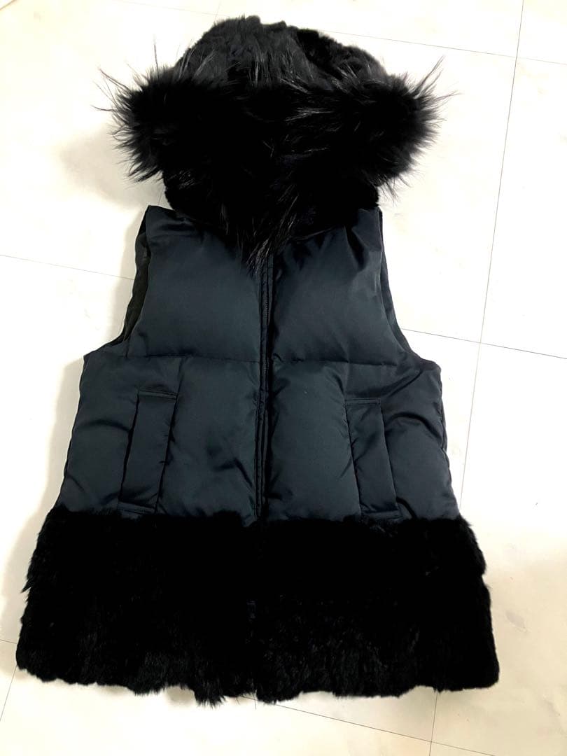 Diagram レッキスラビットフード付きブラックダウンベスト