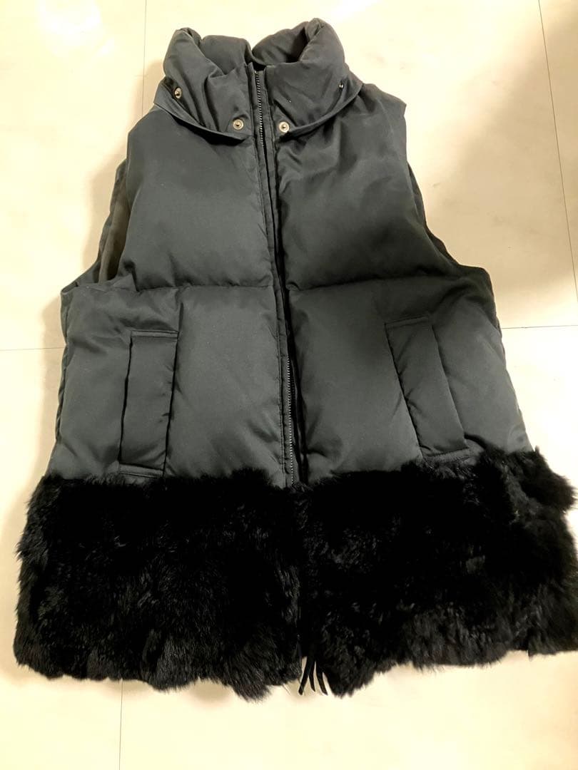 Diagram レッキスラビットフード付きブラックダウンベスト