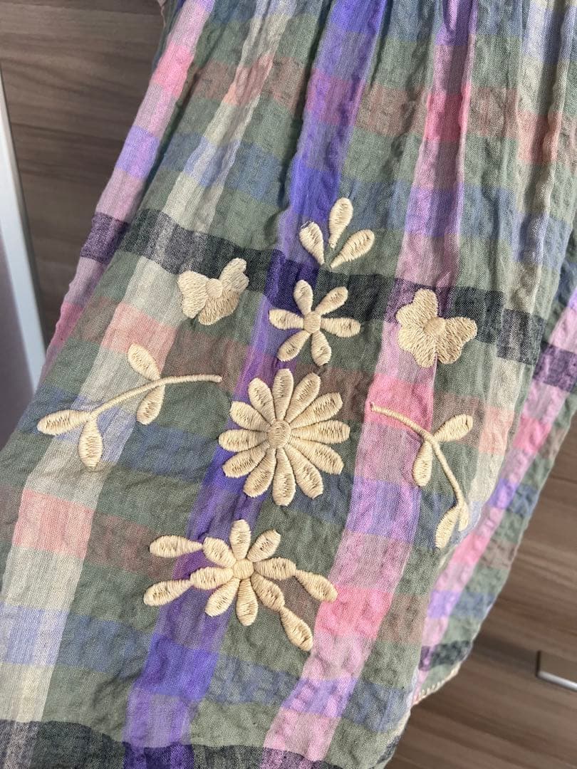 美品　Apolina Iris smock picninc check 5-7Y