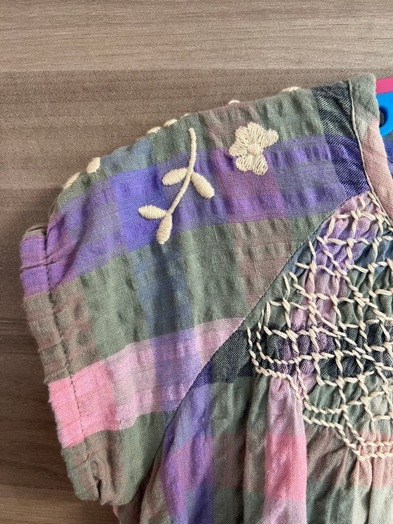 美品　Apolina Iris smock picninc check 5-7Y