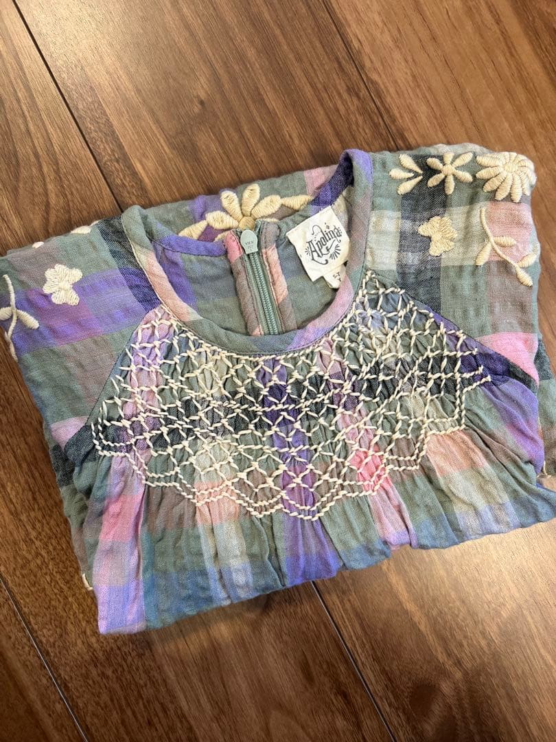 美品　Apolina Iris smock picninc check 5-7Y