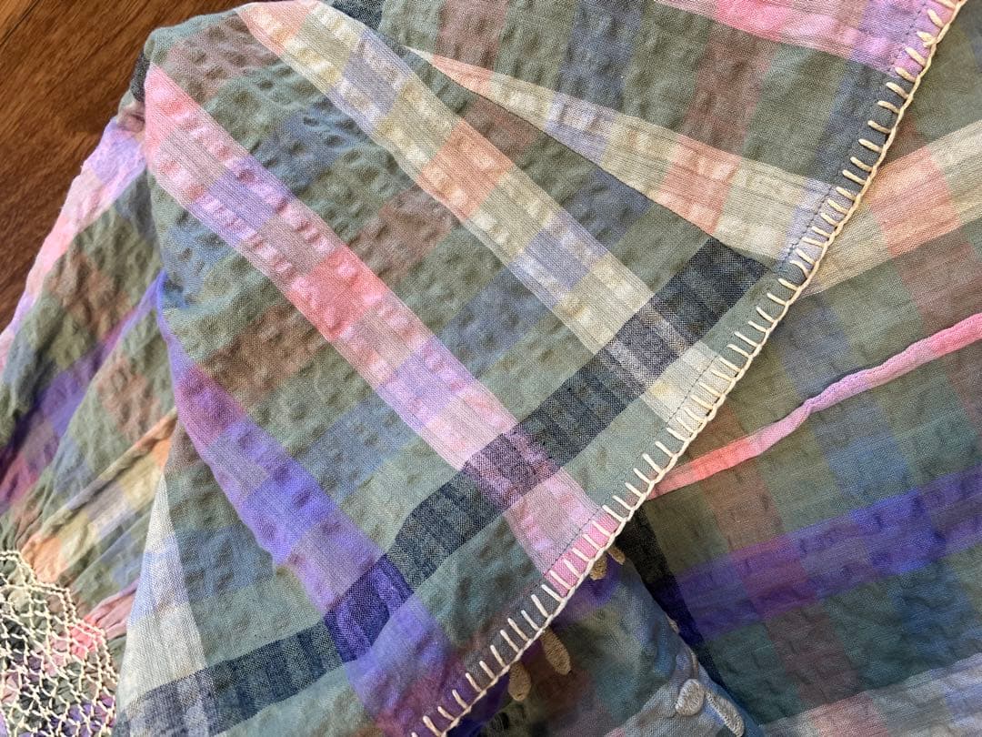 美品　Apolina Iris smock picninc check 5-7Y