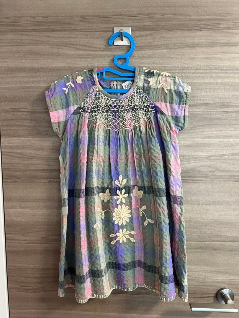 美品　Apolina Iris smock picninc check 5-7Y
