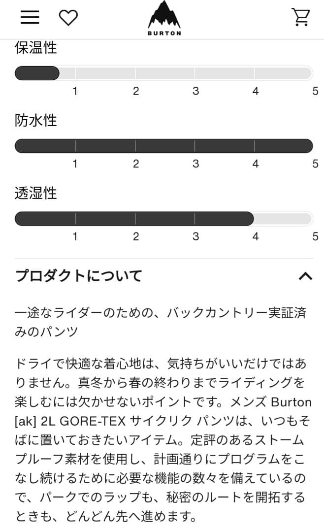 最高級　GORE-TEX　 BURTON　AK サイクリック