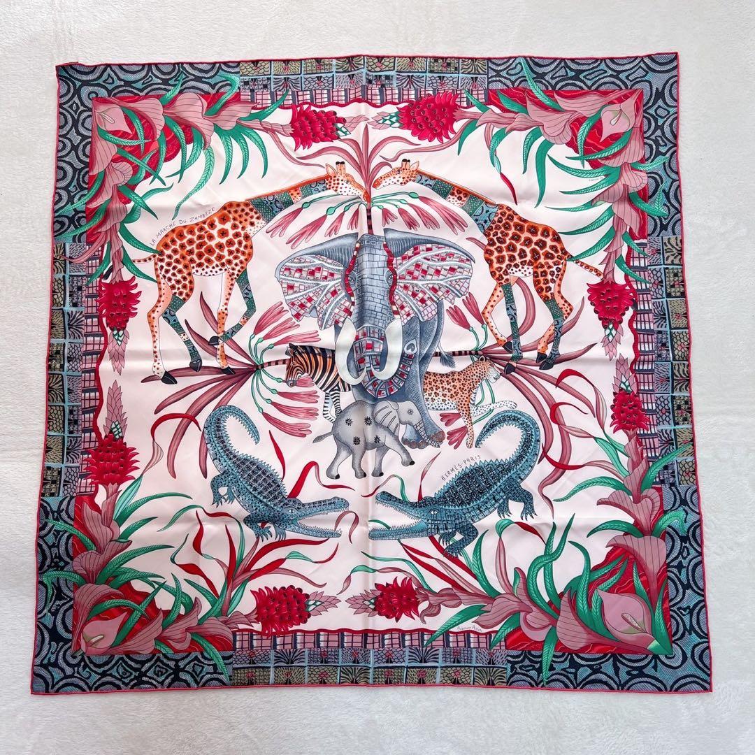 エルメス HERMES カレ90 ザンベジ川の行進 シルク　スカーフ