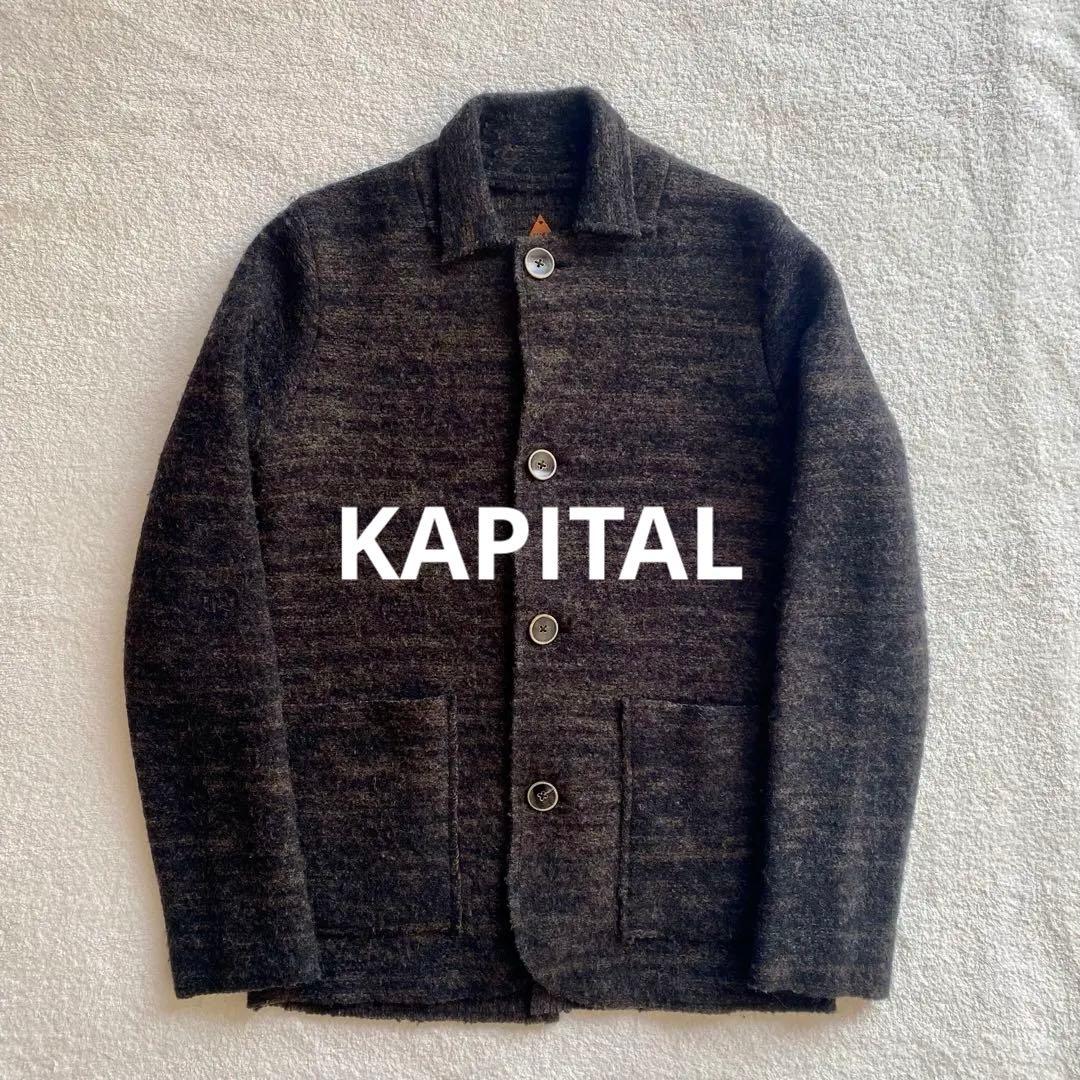【キャピタル】⛄️様ニットジャケット　ブルゾン　ウール　ダークブラウン　1 日本製