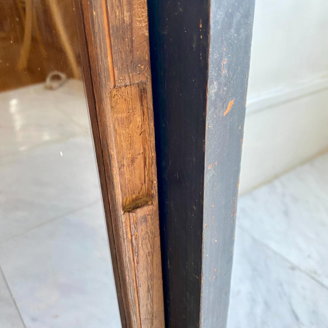 昭和レトロ ガラス戸 収納棚 黒枠 キャビネット 引き出し付き 古道具 食器棚