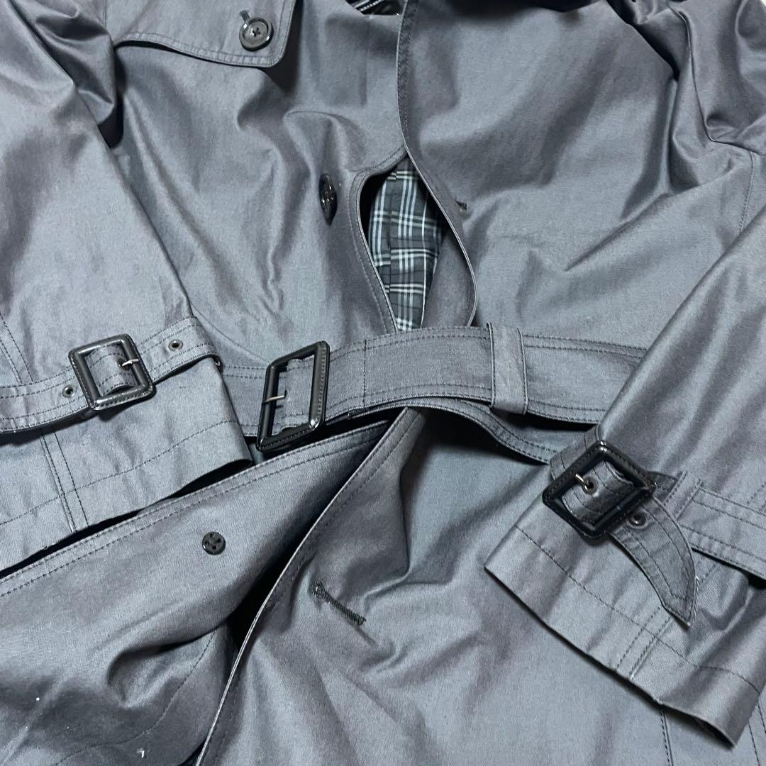 極美品✨バーバリーブラックレーベル トレンチコートLグレー ライナー付 チェック