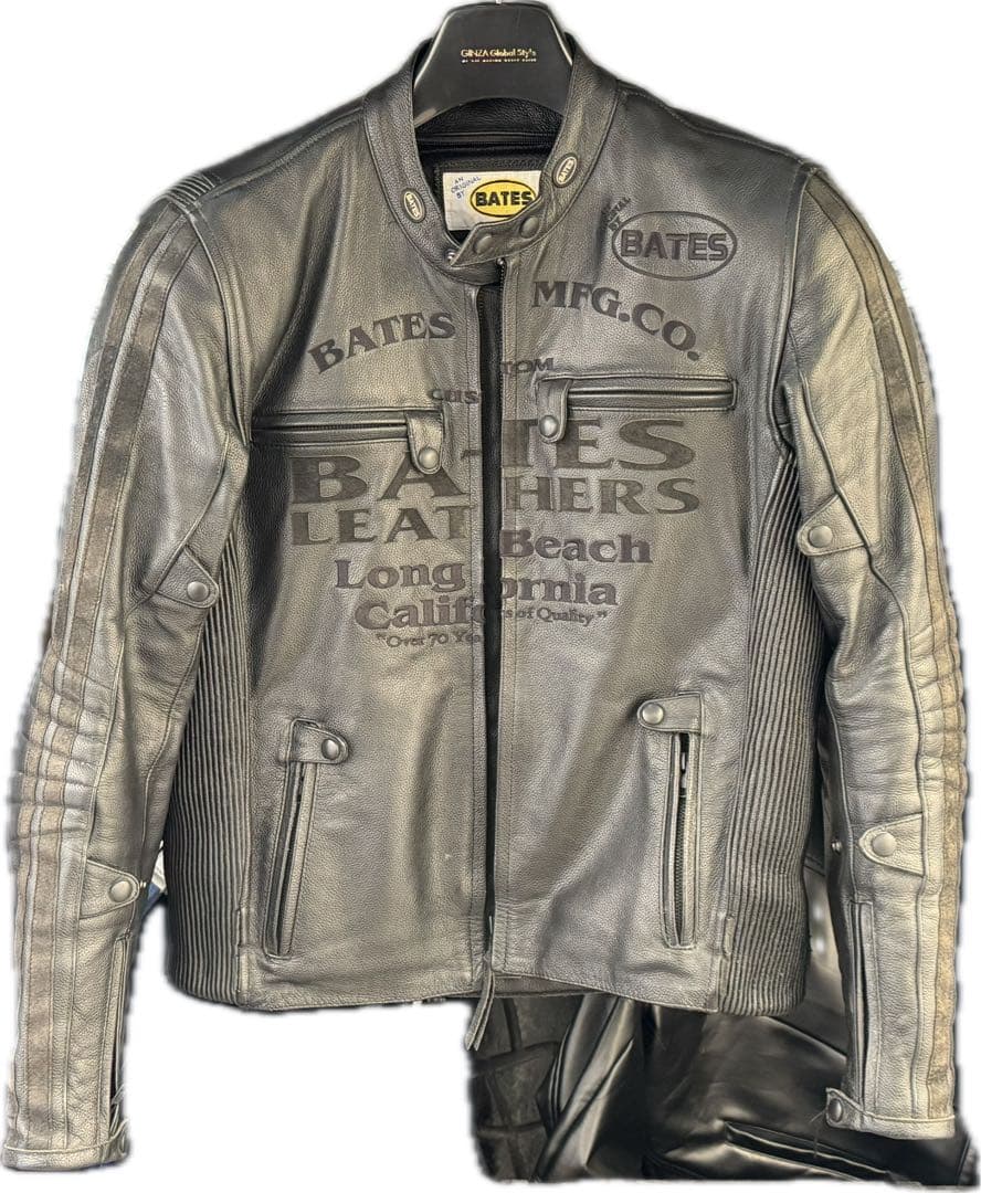 BATES レザージャケット 本革 脊髄 肩 肘腕 パッド有　ブラック　XL 大