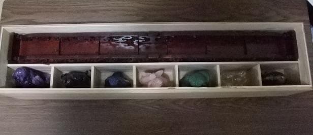 値下げ可能　開運 　風水　金運　水晶　天然石彫り　 七福神 木箱入り