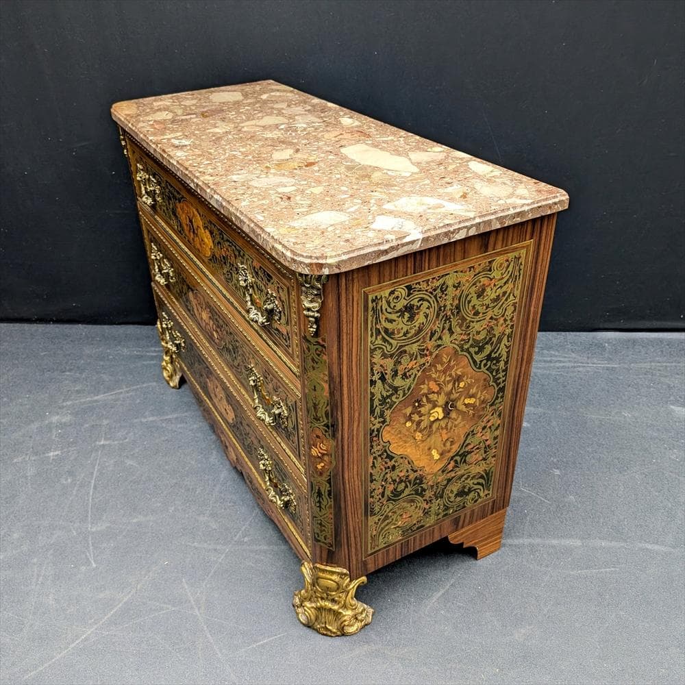 美品　フランス製　大理石　象嵌　リビングチェスト　タンス　チェスト　引取限定