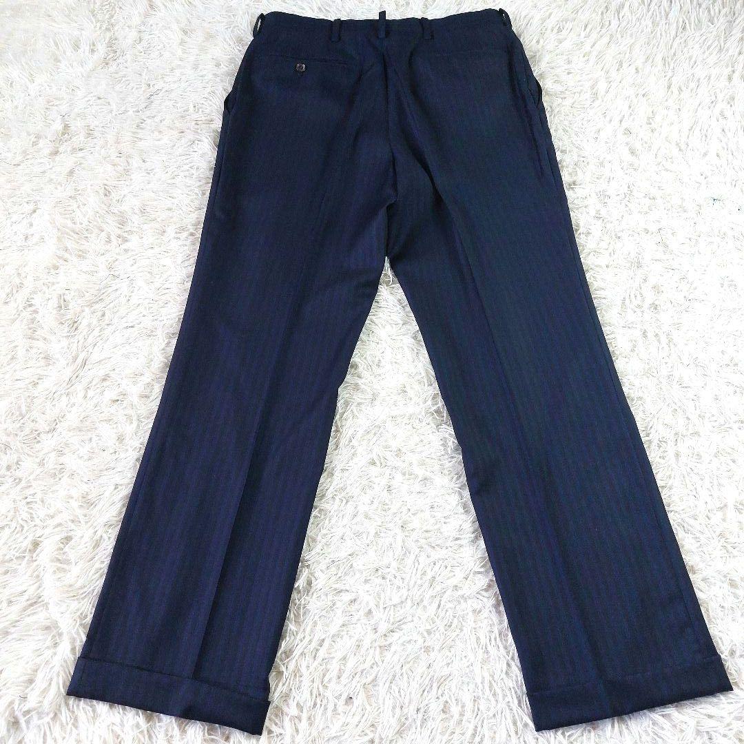 美品 ロロピアーナ ミケランジェロ シャドーストライプ柄3ピーススーツ ネイビー