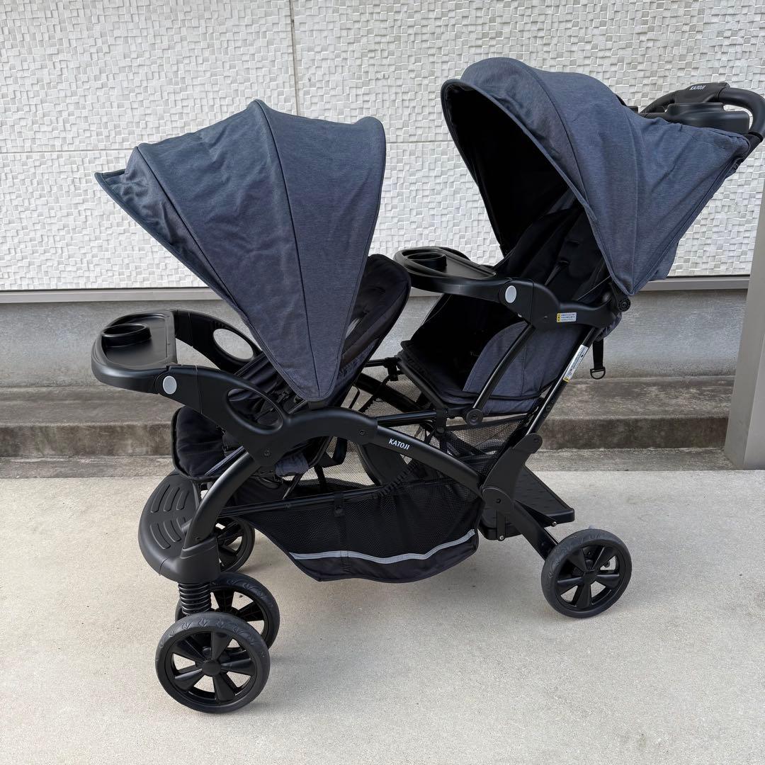★美品★KATOJI カトージ　2人でゴーDX デニム　2人乗りベビーカー