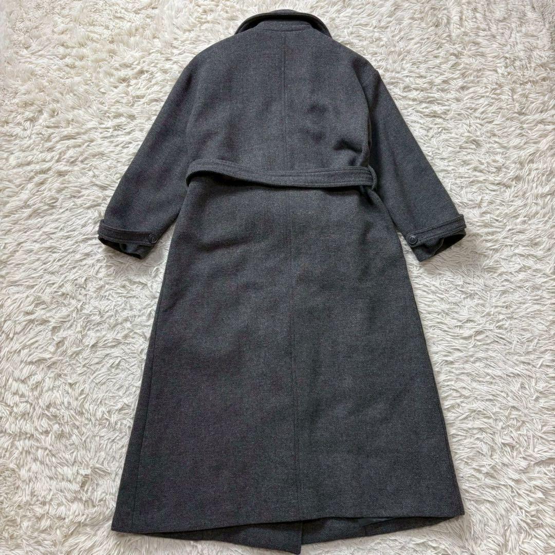 COHINA コヒナ　ヘリンボーンロングコート　グレー　XS