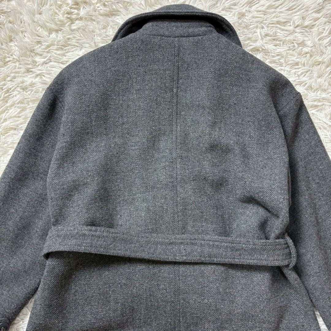 COHINA コヒナ　ヘリンボーンロングコート　グレー　XS