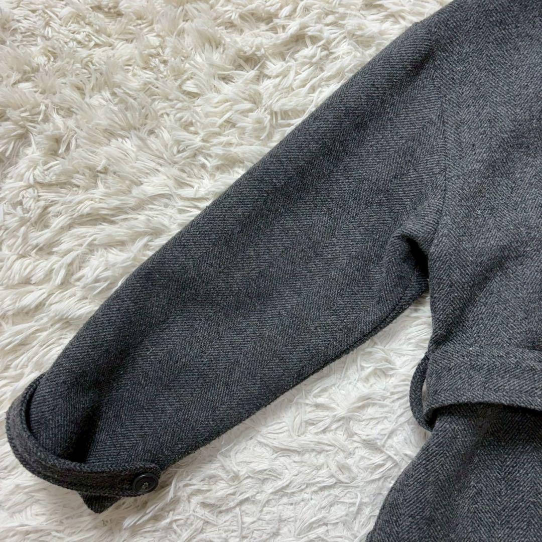 COHINA コヒナ　ヘリンボーンロングコート　グレー　XS